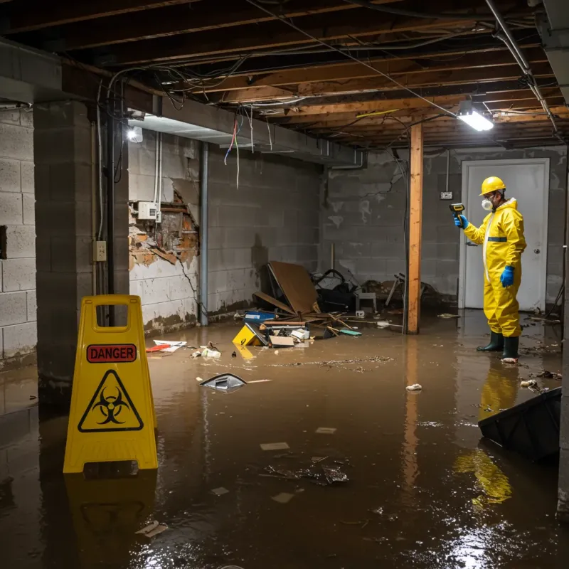 Flooded Basement Electrical Hazard in Woodbine, IA Property